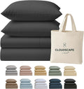 Cloud Scape Linen 100% Egyptian Cotton California King Sheet Set, 400 Thread Count,4 Pieces Luxury Bedding Set, Hotel Quality, Silky Soft, Breathable and Durable, Deep Pockets up to 17, Charcoal