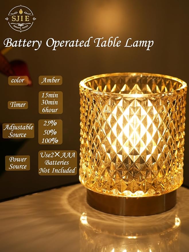 Battery Operated Lamp - Stylish Small Lamps Decorative with Timer & 3 Light Modes, No Plug in Lamps Cordless Battery Table Lamps for Bedroom/Bathroom/Fireplace(with Remote Control)