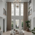 Extra Long Linen Curtains 144 inch Length 2 Panels Thick Faux Linen Blended Window Drapes Burlap Textured Curtains with Grommet for Living Room Farmhouse 12ft (52x144 Dark Coffee) Natural