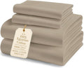 LANE LINEN Luxury 100% Egyptian Cotton Sheets Cal King Sheet Set - 1000 Thread Count, Eo Friendly Oeko-Tex Certified No Pill Fade Resistant Fully Elasticized Machine Washable Cooling Bed Sheet -Taupe