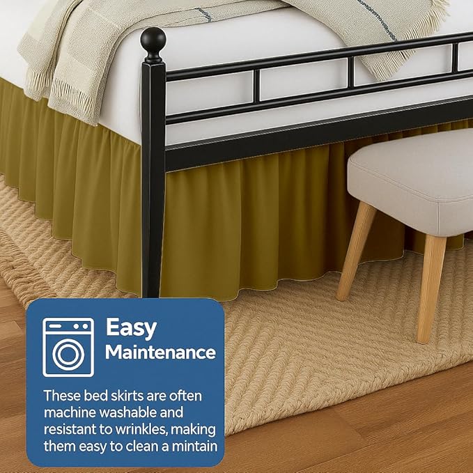 Ruffled Bed Skirt Split Corners with Platform, Tailored Fit Hotel Quality Wrinkle Free Ultra-Soft Microfiber Dust Ruffle, Upto 10 Inch Drop, Full, Taupe