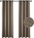 Jacquard Linen Curtains 96 inch Length 2 Panels Thick Faux Linen Blended Window Drapes Burlap Textured Curtains with Grommet for Living Room Bedroom Farmhouse (52x96 Dark Coffee) Natural