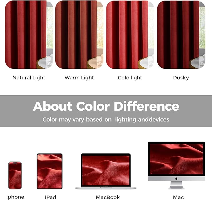 Pinch Pleated 100% Blackout Curtains for Bedroom, Red Velvet Curtains for Living Room, Black Out Curtain 96 inch Long Room Darkening, Blackout Pinch Pleat Drapes with Hooks 2 Panels