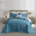 CHIXIN Bedspread Coverlet Quilt Set Full Size - Lightweight Bedding Cover - Ultrasonic Quilting - 5 Piece Reversible Bedspread - Elegant Damask Paisley Pattern (Full, Lagoon)