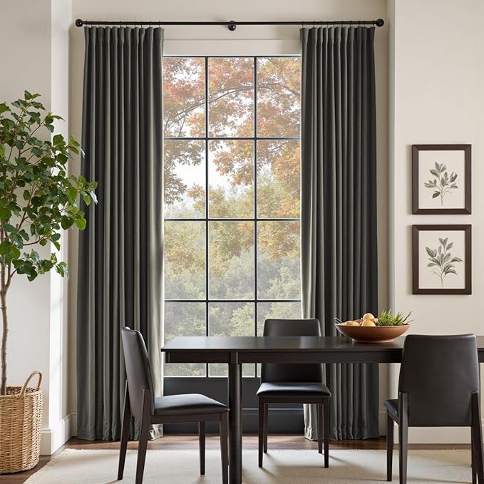 Lazzzy Velvet Blackout Curtains Thermal Insulated Room Window Drapes Super Soft Luxury Curtains for Living Room Bedroom Rod Pocket 2 Panels, Grey, 52" W x 90" L