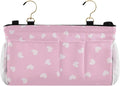 Bedside Caddy Hanging Bunk Bed Caddy Bed Organizer Hanging Pocket with 2 Hooks Bedside Storage Organizer Pocket Bag Holder Heart Pink