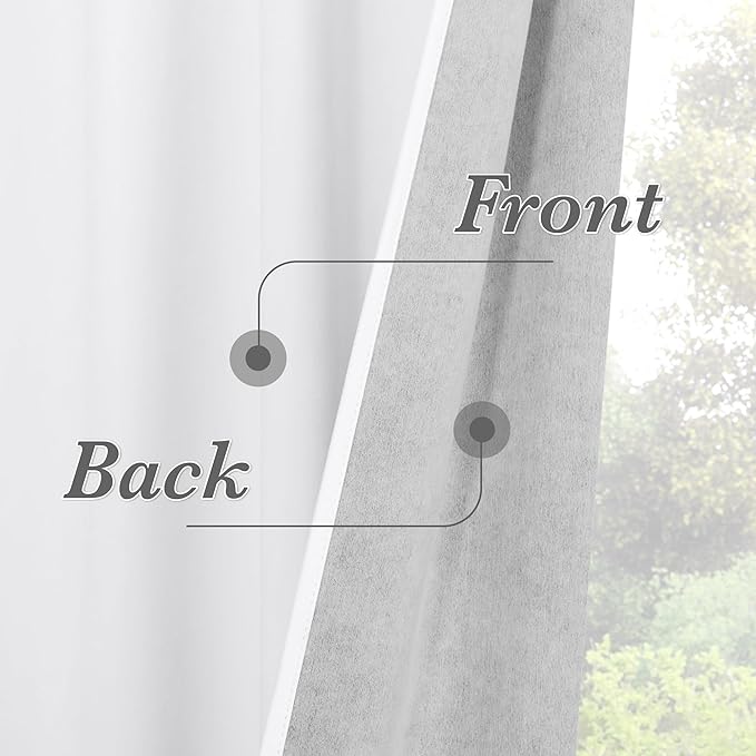 RYB HOME 100% Blackout Velvet Curtains, Thermal Insulated Room Darkening Back Tab and Rod Pocket Curtains for Living Room Nursery Bedroom, White, 52W x 90L, 2 Panels