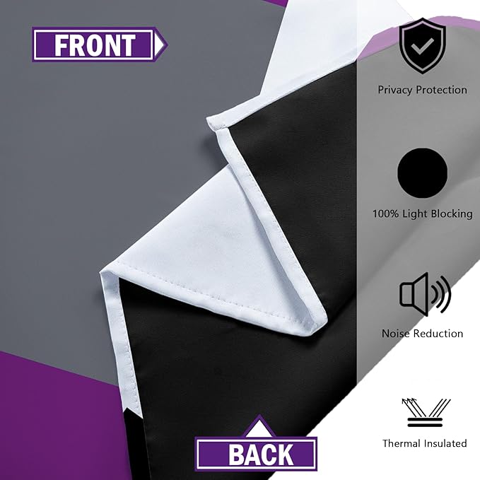 Purple 100% Blackout Curtains for Bedroom 72 inch Length 2 Panels Set Grey Modern Abstract Geometric Black Out Curtains Insulated Room Darkening Window Drapes for Living Room, 52Wx72L