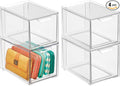 mDesign Shoe Storage Box with Drawer – Sturdy Plastic Storage Box for Shoes – Stackable Drawer Box for Shoes, Accessories and More – Pack of 4 – Clear