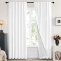 Deconovo Total Blackout Curtains 2 Panels W52 x L95— 100% Blackout, Thermal Insulated, Back Tab, Machine-Washable Drapes, White