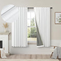 Small Blackout Curtains 45 Inches Long 2 Panels Short Linen Look Heat Blocking Drapes 46 Inch Window Decor for Kitchen Bedroom Bathroom Thermal Insulated White Black Out Curtains 52x45 Length Back Tab
