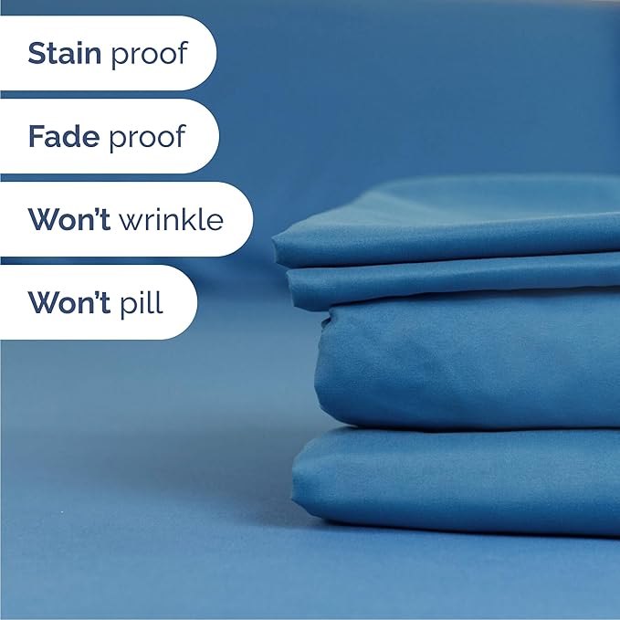 Queen 6 Piece Sheet Set - Cooling, Comfy & Breathable - Hotel Luxury Bedding, Includes Fitted Sheet for Women, Men, Kids & Teens - 1 Flat, 1 Fitted Sheet, 4 Pillowcases with Deep Pockets - Denim Blue