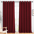 NICETOWN Burgundy Red Sliding Door Curtains 2 Panels Set 118 inches Long, Grommet Thermal Blackout Curtains Privacy Room Divider Sound Reducing for Bedroom/Living Room, W66 x L118
