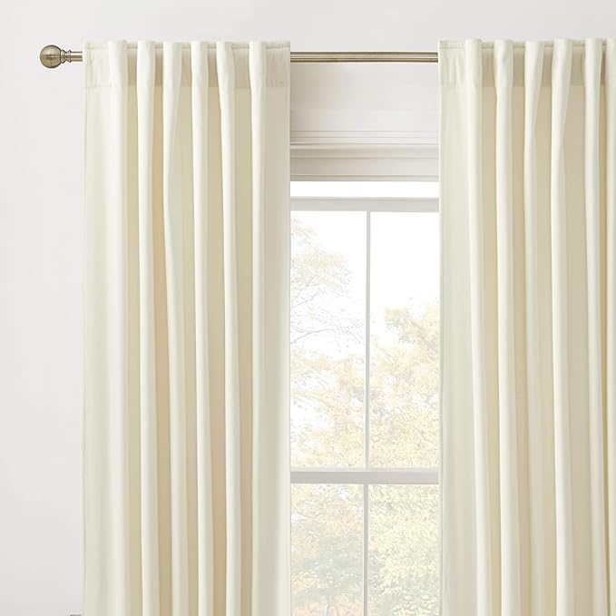 RYB Home Cream White Velvet Curtains 84 inches - Super Soft Luxury Curtains for Nursery, Bedroom Window Panels for Kids Room Dining Room, Wide 62 x Long 84, 2 Panels