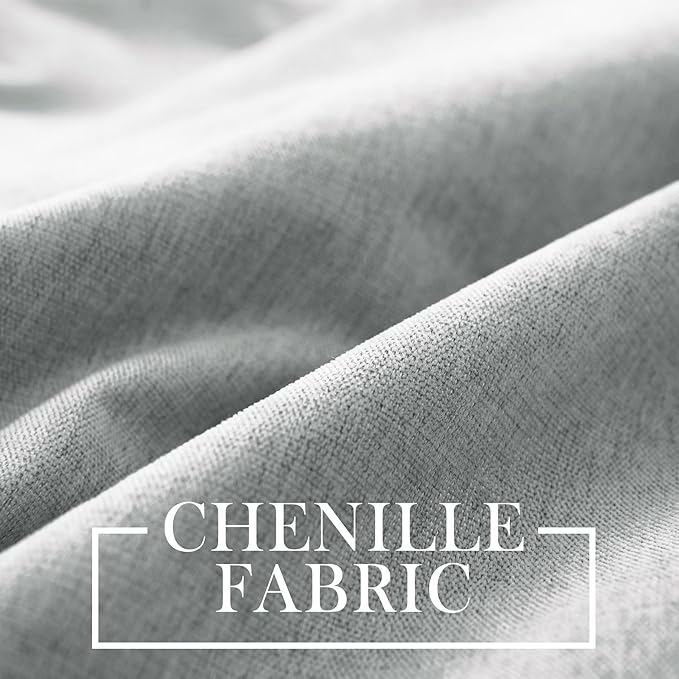 Macochico Extra Wide 100% Blackout Chenille Curtains 100" Wx102 L Thermal Curtains for Sliding Door Room Divider Living Room Bedroom Hotel Medium Gray Blackout Curtains Grommet with Tieback 1 Panel