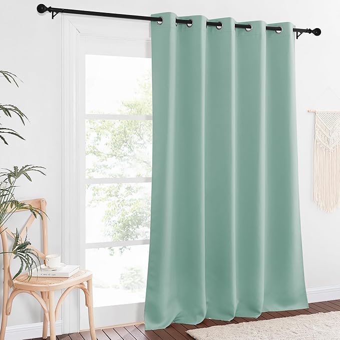 NICETOWN Blackout Curtain Drape for Bedroom - Light Reducing Thermal Insulated Solid Grommet Room Darkening Window Curtain 90 inches Long for Living Room (Aqua Blue, 1 Piece, W66 x L90)