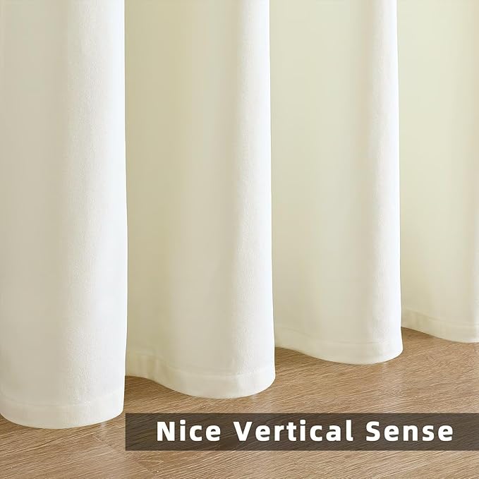 Joydeco White Velvet Curtains 108 inch Length 2 Panels, Luxury Blackout Rod Pocket Thermal Insulated Window Curtains, Super Soft Room Darkening Drapes for Living Dining Room Bedroom,W52 x L108 inches
