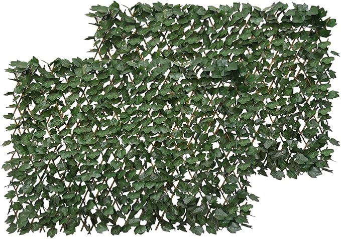 BYBAG Expandable Faux Ivy Fence Privacy Screen for Patio Outdoor Balcony Bedroom Decor,Artificial Dark Green Maple Leaves Wall Decoration Fencing Panel(Single Sided Leaves)