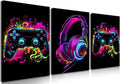 BGFCE Game Room Decor Set of 3, Neon Gaming Video Game Room Wall Art, Gaming Canvas Paintings Posters Prints for Teen Boys Room Children Teen Wall Decor Framed 12x16 in