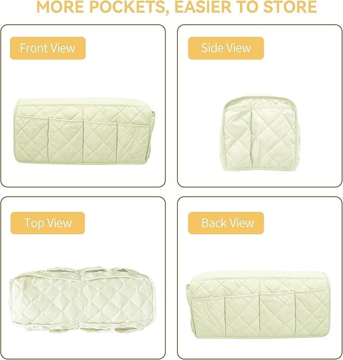 MEHIDFY Armchair Caddy, Waterproof Sofa Armrest Organizer, Non Slip Recliner Organizer, Remote Holder for Recline, Recliner Caddy with 14 Pockets Storage for TV Remote, Phone, Magazine (White)