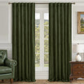 LAMIT Olive Green Velvet Curtains 108 Inch Length for Living Room, Thermal Insulated Blackout Curtains Luxury Room Darkening Back Tab and Rod Pocket Window Drapes for Bedroom, 2 Panels, 52 x 108 Inch