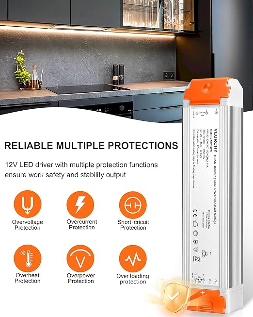 120W LED Driver 12v Dimmable, AC 120V to DC 12V 120 Watt LED Dimmable Transformer 10A Compatible with Lutron & Leviton Dimmer Switches,12 volt Power Supply for LEDs Strip Light, Cabinets Light
