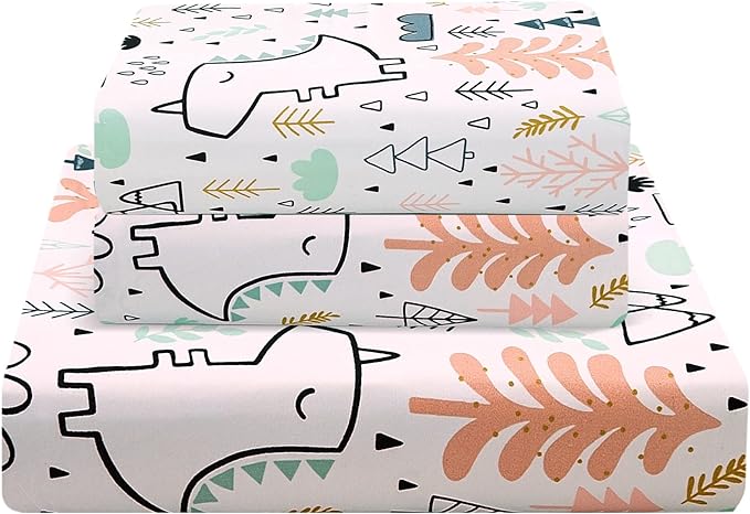 JSD Unicorn Tree Kids Sheet Set Full Size, 4 Piece Printed Microfiber Bed Sheets Deep Pocket