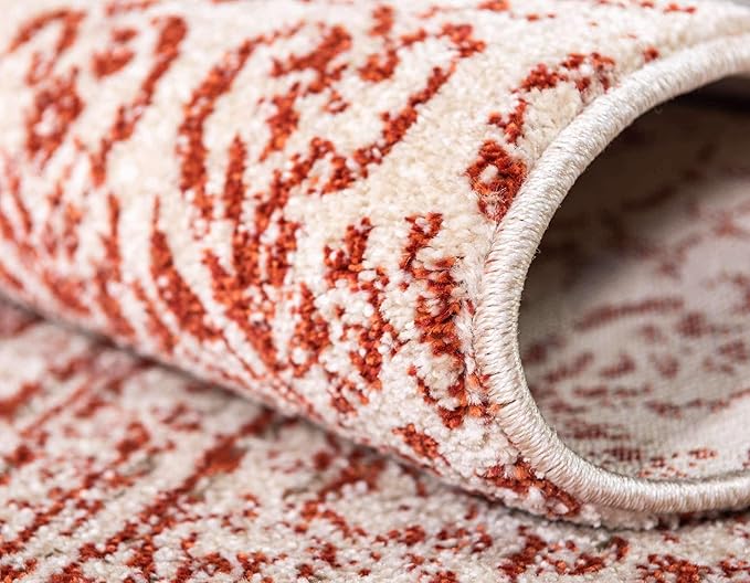 Unique Loom Del Mar Collection Area Rug - Jennifer (5' 3" x 8' Rectangle, Red/ Beige)