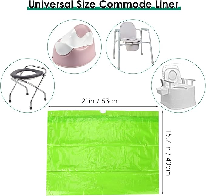 BOOWOO Bedside Commode Liners with Absorbent Pads,100 Disposable Commode Bags and 100 Pads, Scented Adult Potty Chair Liners, Portable Commode Poop Bags for Commode Chair, Bedpan, Bucket Toilet