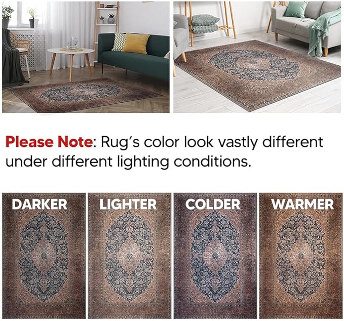 Keen Home Design 2x10 Rug - Machine Washable Runner Rug with Non-Slip Backing, Ideal for Hallway, Entryway, Kitchen, Laundry Room - Vintage, Easy Clean, Durable, Low Pile - (2'6" x 10')