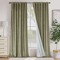 Lazzzy Velvet Green Curtains 108 Inches Long Black Out Thermal Insulated Room Darkening Curtain Drapes Luxury Back Tab Window Treatments for Bedroom Living Room 2 Panels, 52 x 108 Inch, Olive Sage