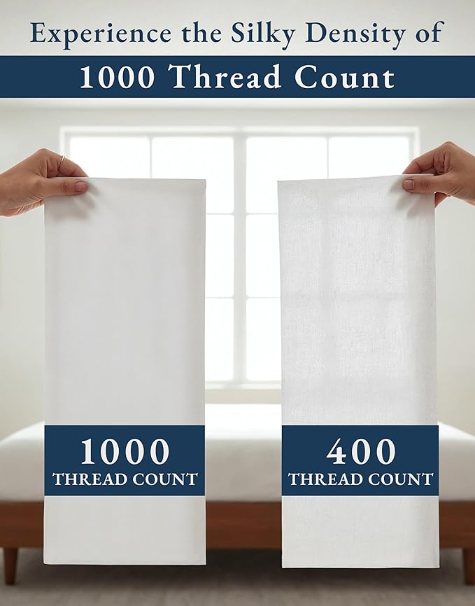 LANE LINEN 100% Egyptian Cotton Split King Bed Sheets for Adjustable Beds Soft & Comfy Luxury Hotel Style Thick Split King Sheet Set - 1000 Thread Count, Fully Elasticized Reinforsed Seams - White
