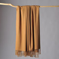 CUDDLE DREAMS Premium Cashmere Throw Blanket with Fringe, Luxuriously Soft (Camel)