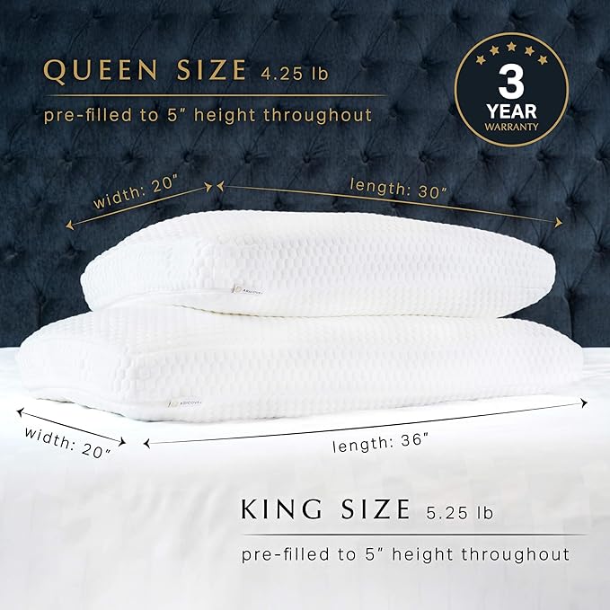 Aricove Bed Pillow for Sleeping, Side Sleeper Pillow for Adults, King Size, Adjustable Firm Memory Foam & Soft Microfiber Fill, Neck and Shoulder Support