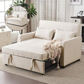 Furnimart 3-in-1 Convertible Sleeper Sofa with Pull-Out Bed, 53" Futon Couch Bed, Adjustable Backrest Loveseat for Small Spaces Beige