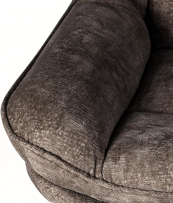 1 Pack 360°Free Swivel Accent Chair for Living Room, Slightly 20°Rocking, 24" High Backrest Upholstered Armchair, Ergonomic Design, Chenille Breathable Soft Fabric Modern Single Sofa, Brown