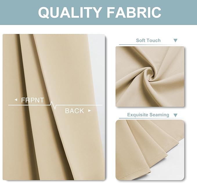 ChrisDowa Blackout Curtains 78 inches Long for Bedroom - 2 Panels Set Grommet Thermal Insulated Room Darkening Curtains for Living Room (Biscotti Beige, 42 x 78 Inch)