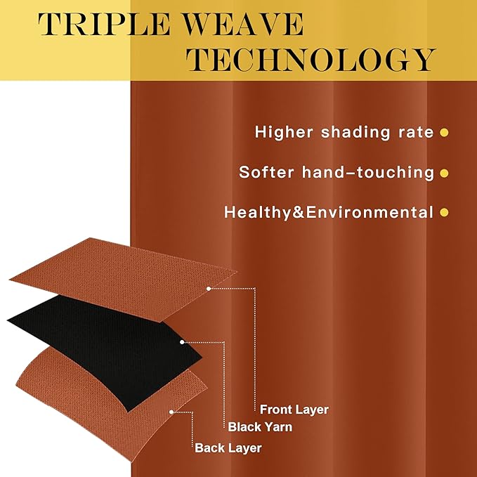 NICETOWN Blackout Doorway Curtain Drape 78 inch Long - Grommet Noise Reducing Thermal Insulated Solid Modern Window Treatments for Bedroom Closet (1 Panel, 52 x 78 Inch, Burnt Orange)