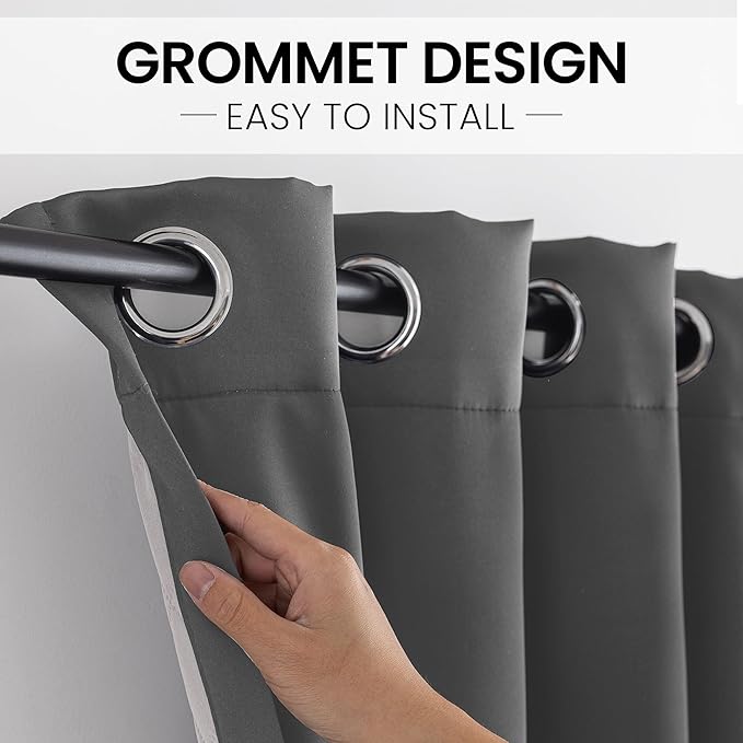 3-in-1 Layers Soundproof Curtains,Grommet Full Blackout Thermal Noise Dampening Curtains for Living Room, Bedroom(1 Panel,Grey,50" x84")