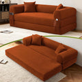Convertible Sleeper Sofa Bed,80" Futon Sofa Bed Queen with Storage,Corduroy Pull Out Couch with Bed,Boneless Couches for Living Room,Compressed Couch in a Box,Orange