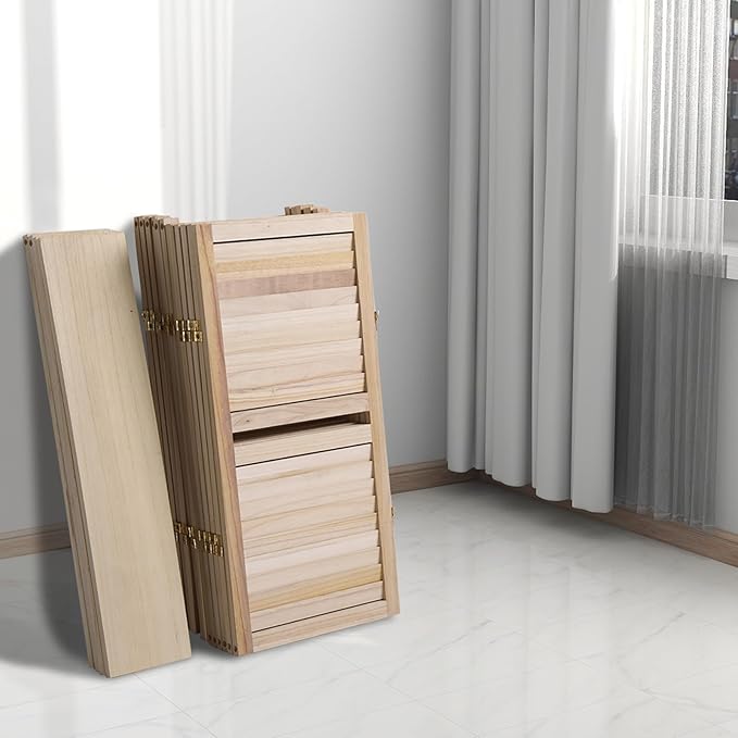 Bonnlo 6 Panels Wood Room Divider with Shelves, 6 FT Height Folding Privacy Screens, Indoor Freestanding Room Partition Wall Divider, Hinged Space Separator (Natural, 6 Panel)
