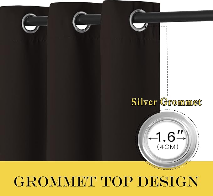 NICETOWN Sliding Door Window Treatment Blackout Patio Door Curtain Panels, Privacy Thermal Drapes for Bedroom Living Room Department with Grommet Top (Toffee Brown, W66 x L110)