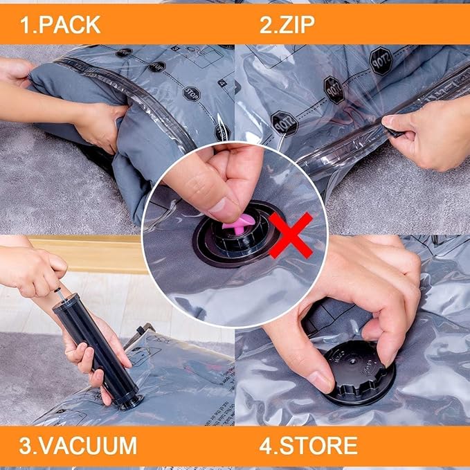 10 Large Vacuum Storage Bags with Electric Pump, Plastic Packaging Bags,Space Saver Bag for Clothes, Mattress, Blanket, Duvets, Pillows, Comforters, Travel
