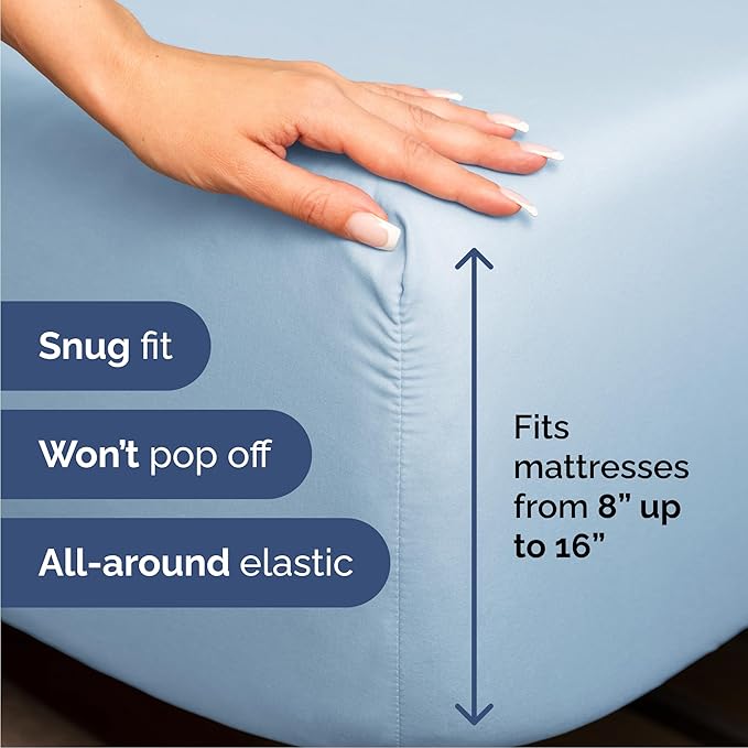 Cal King 6 Piece Sheet Set - Cooling, Comfy & Breathable - Hotel Luxury Bedding, Includes Fitted Sheet for Women, Men, Kids & Teens - 1 Flat, 1 Fitted Sheet, 4 Pillowcases w/Deep Pockets - Baby Blue