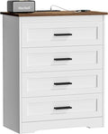 Farmhouse 4 Drawers Dresser for Bedroom Rustic Chest of Drawers with Natural Texture White Drawers Organizer for Living Room Hallway
