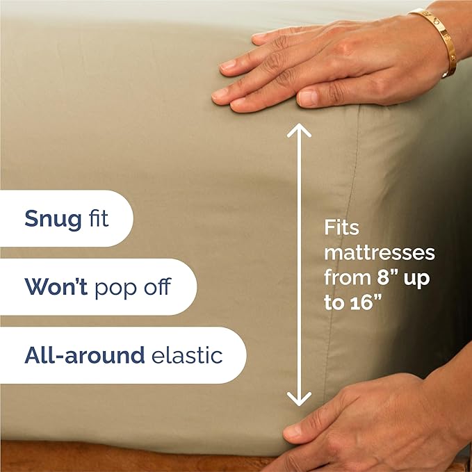 King 6 Piece Sheet Set - Cooling, Comfy & Breathable - Hotel Luxury Bedding, Includes Fitted Sheet for Women, Men, Kids and Teens - 1 Flat, 1 Fitted Sheet, 4 Pillowcases with Deep Pockets - Beige