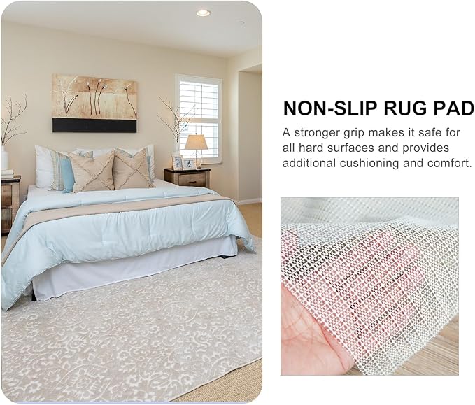 Latex Anti-Skid Rug Pads Non-Slip Multi-Function Gripper for Hardwood and Vinyl Floors Cushions Sofas Mattresses Beige Carpet Mat Pads