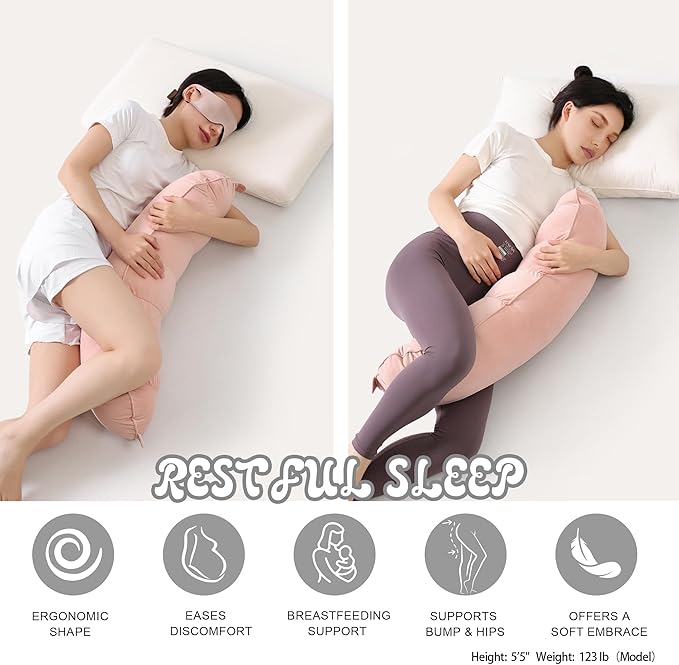 Peallow(Pat. Pend) – Long Round Body Pillow for Adults, Bolster Pillow for Sleeping, Soft and Supportive Pillow for Sleeping & Lumbar Support