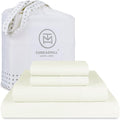 Threadmill 100% Supima Cotton Sheets, 1200 Thread Count Cotton for Cal King Size Bed, 4 Pc Ivory Cal King Bed Sheets Set, 5-Star Hotel Quality with Elasticized Deep Pocket King Sheets