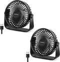 TriPole USB Desk Fan Portable Mini Fan Powerful 3 Speeds Wind Personal Desktop Fan with 360° Head Rotation for Home Office Car Indoor Outdoor 2 Pack Black, No Battery, 4.5 Inches